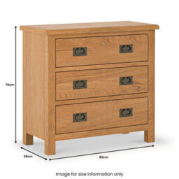 Surrey Oak 3 Drawer Chest Fully Assembled - By Roseland Furniture - thumbnail 9