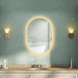 AVER-GROWTH Oval Led Bathroom Mirror With Lights 3 Colour Demister Anti-Fog Touch/wall Switch Vertical/horizontal Illuminated Mirror 600X800mm - thumbnail 2