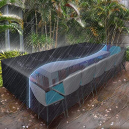 Garden Furniture Cover 170X110X75Cm Black 420D Oxford Rectangular Table Tear-Resistant, Uv-Resistant, Waterproof - thumbnail 3