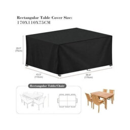Garden Furniture Cover 170X110X75Cm Black 420D Oxford Rectangular Table Tear-Resistant, Uv-Resistant, Waterproof - thumbnail 2