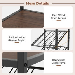 Gainoom 7-Tier Freestanding Wine Rack Liquor Storage Stand With 2 Rows Of Stemware Holder & Anti-Toppling Design - thumbnail 9