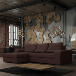 Virago Corner Sofa Bed For Living Room Foam Seat Wavy Springs Wood Legs With Storage Cushions 285X165X90 Brown Left - thumbnail 1
