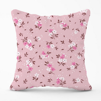 Warren Reed Designer Pretty Pink Flower Pattern Outdoor Cushion 45Cm X 45Cm - image 1
