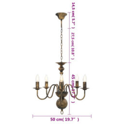 Walplus Chandelier Antique Black 5 X E14 Bulbs - thumbnail 6