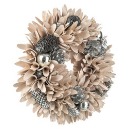 Christmas Village Christmas Festive Wreath - Christmas Wreath For Front Door, Home Decoration, Cones & Baubles - Silver/32Cm - thumbnail 9