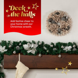 Christmas Village Christmas Festive Wreath - Christmas Wreath For Front Door, Home Decoration, Cones & Baubles - Silver/32Cm - thumbnail 3