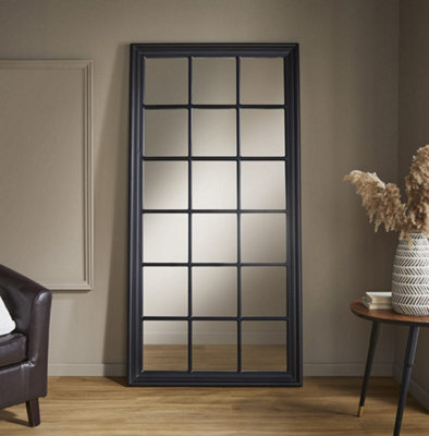 The Online Mirror Shop Window Mirror Cambridge Rectangular Shape With Black Aluminium Frame For Hanging In Hallway- H 180Cm X W 90Cm X D 4Cm - image 1