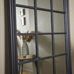 The Online Mirror Shop Window Mirror Cambridge Rectangular Shape With Black Aluminium Frame For Hanging In Hallway- H 180Cm X W 90Cm X D 4Cm - thumbnail 2