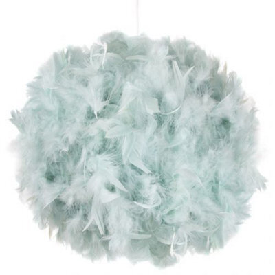 Happy Homewares Contemporary And Unique Large Duck Egg Real Feather Decorated Easy Fit Shade - image 1