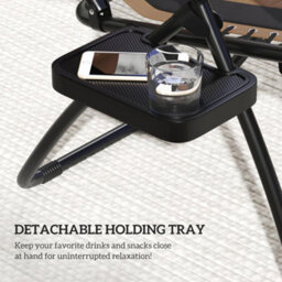 Outsunny 2 Pcs Zero Gravity Lounger Chair, Folding Reclining Chair, Brown - thumbnail 8