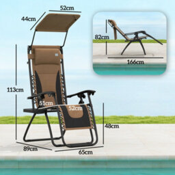 Outsunny 2 Pcs Zero Gravity Lounger Chair, Folding Reclining Chair, Brown - thumbnail 3