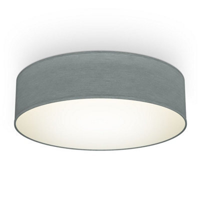 B.k.licht Bulb Socket E27 Grey Fabric Shade Ceiling Lamp (Dia)38Cm - image 1
