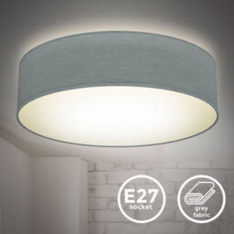 B.k.licht Bulb Socket E27 Grey Fabric Shade Ceiling Lamp (Dia)38Cm - thumbnail 2