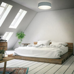 B.k.licht Bulb Socket E27 Grey Fabric Shade Ceiling Lamp (Dia)38Cm - thumbnail 4