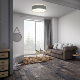 B.k.licht Bulb Socket E27 Grey Fabric Shade Ceiling Lamp (Dia)38Cm - thumbnail 6