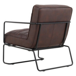 Living And Home Brown Mid-Century Armchair Pu Leather Upholstered Accent Chair With Metal Legs And Armrest - thumbnail 5
