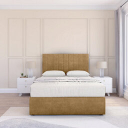"Sloomy 4Ft6  Kansas Divan Bed Base Mink Plush ,4 Drawers & 54"" Floor Standing Headboard - Double" - thumbnail 2