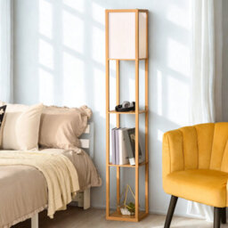 Modern Dimmable Floor Lamp For Living Room With 3 Shelves Beech Wood - thumbnail 6