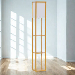 Modern Dimmable Floor Lamp For Living Room With 3 Shelves Beech Wood - thumbnail 5