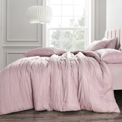 Velosso Elegant Pleated Duvet Cover Set With Pillowcase Modern Bedroom Decor, Luxury Duvet - Machine Washable And Wrinkle-Resistant - Pink