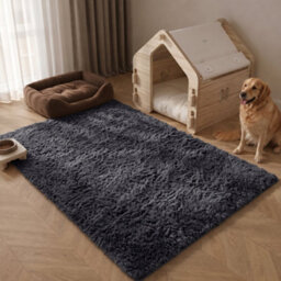 Oxford Homeware Shaggy Rug Anti-Slip Washable Soft Fluffy Living Room And Bedroom Rug (Black, 60X110Cm) - thumbnail 1