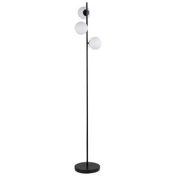 First Choice Lighting Black Floor Lamp With Opal Globe Shades - thumbnail 2