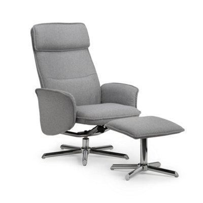 Oakham Aria Recliner Chair With Stool In Grey Linen - image 1