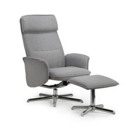 Oakham Aria Recliner Chair With Stool In Grey Linen - thumbnail 1