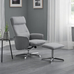 Oakham Aria Recliner Chair With Stool In Grey Linen - thumbnail 2