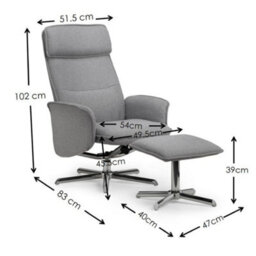 Oakham Aria Recliner Chair With Stool In Grey Linen - thumbnail 3