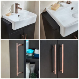 Homestylestore 550mm Black Grey Floorstanding Bathroom Vanity Unit And Aged Bronze T Bar Handle - thumbnail 2