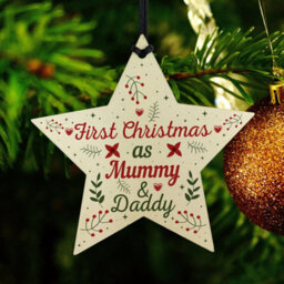 Red Ocean First Christmas As Mummy Daddy Wood Star Christmas Bauble Gifts - thumbnail 6