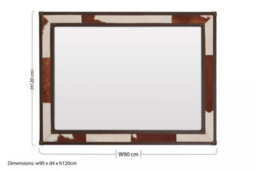 Orsina Elegant Design Brown And White Genuine Leather Wall Mirror - thumbnail 5