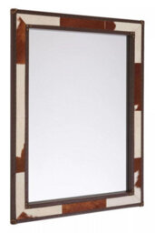 Orsina Elegant Design Brown And White Genuine Leather Wall Mirror - thumbnail 2