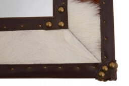 Orsina Elegant Design Brown And White Genuine Leather Wall Mirror - thumbnail 3