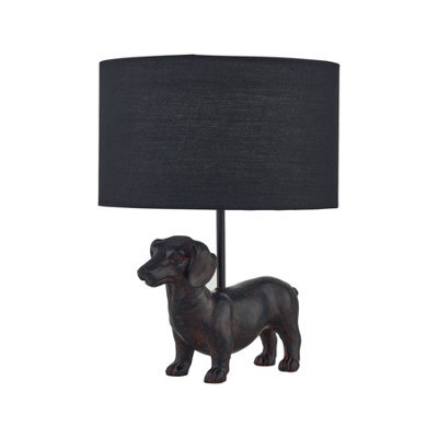 First Choice Lighting Ronnie - Dachshund Dog Lamp With Black Fabric Shade - image 1