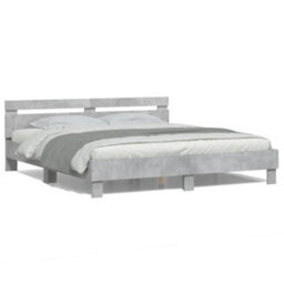 Berkfield Bed Frame With Led Without Mattress Concrete Grey 180X200 Cm Super King - thumbnail 5