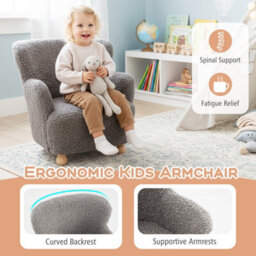 Gainoom Sherpa Kids Sofa Grey Comfy Toddler Armchair Upholstered Children Reading Chair For Aged 3+ - thumbnail 6