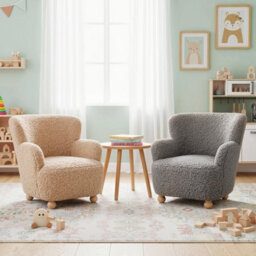 Gainoom Sherpa Kids Sofa Grey Comfy Toddler Armchair Upholstered Children Reading Chair For Aged 3+ - thumbnail 5