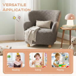 Gainoom Sherpa Kids Sofa Grey Comfy Toddler Armchair Upholstered Children Reading Chair For Aged 3+ - thumbnail 9