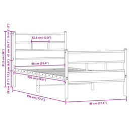 Berkfield Bed Frame Without Mattress With Headboard And Footboard 90X190 Cm Single - thumbnail 9
