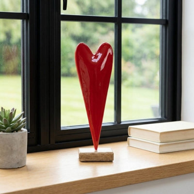 Garden Greatness Crimson Love Heart Ornament Wooden - image 1