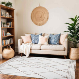 Livabliss Freud-Modern Ivory Brown High Pile Living Dining Bedroom Rug 160 X 213 Cm Easy Care, Non Shedding - thumbnail 2