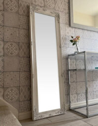 Downton Interiors Antique White Tall Ornate Dressing Wall Mirror With Bevelled Glass 142Cm - thumbnail 3