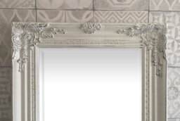 Downton Interiors Antique White Tall Ornate Dressing Wall Mirror With Bevelled Glass 142Cm - thumbnail 4