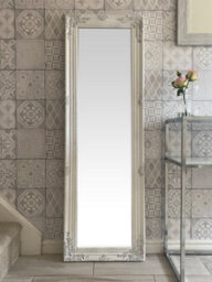 Downton Interiors Antique White Tall Ornate Dressing Wall Mirror With Bevelled Glass 142Cm - thumbnail 2