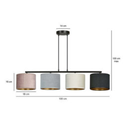 Emibig Lighting Emibig Hilde Pendant Lamp 4 X E27 Black With Black, Grey And Pink Shade - thumbnail 5
