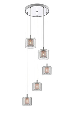 Luminosa Lighting Luminosa Laure 5 Light Chrome Spiral Light Cluster Pendant Ceiling Light - image 1