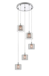 Luminosa Lighting Luminosa Laure 5 Light Chrome Spiral Light Cluster Pendant Ceiling Light - thumbnail 1