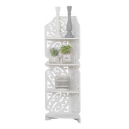 Living And Home 4 Tier White Wpc Corner Plant Stand  Corner Bookshelf For Small Spaces Living Room Bedroom 800mm(H)